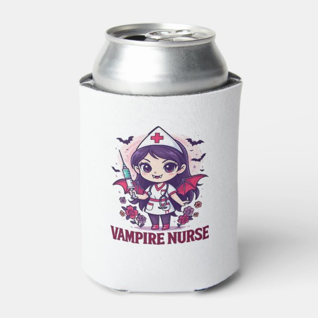 Vampire Nurse Shirt � Funny Halloween Medical Work Can Cooler (Can Front)