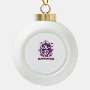 Vampire Nurse Shirt � Funny Halloween Medical Work Ceramic Ball Christmas Ornament