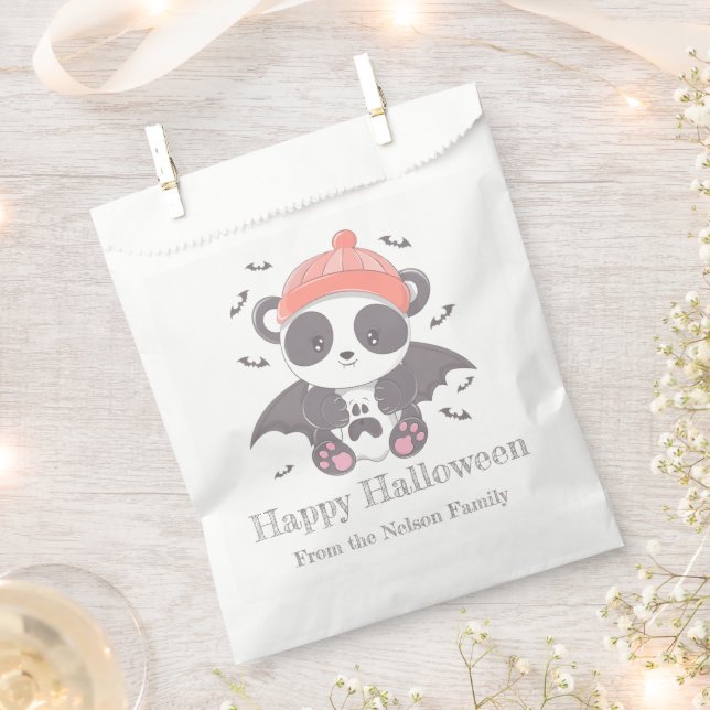 Vampire Panda Bats Ghost Happy Halloween Favour Bag (Clipped)