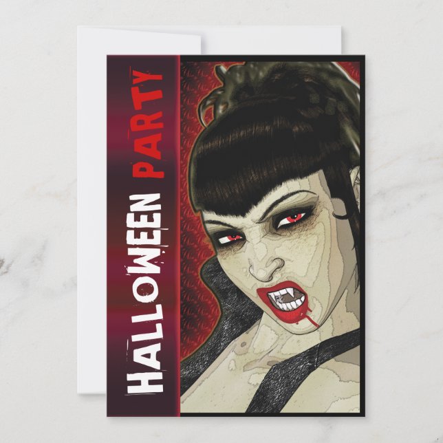 Vampire party comic fun kids invitation (Front)