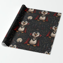 Vampire penguin wrapping paper birthdays Christmas