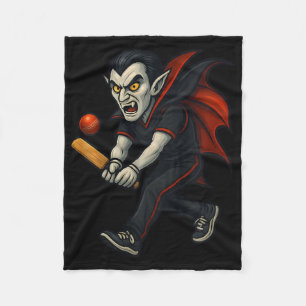 Vampire Playing Cricket Funny Halloween Sport Fleece Blanket