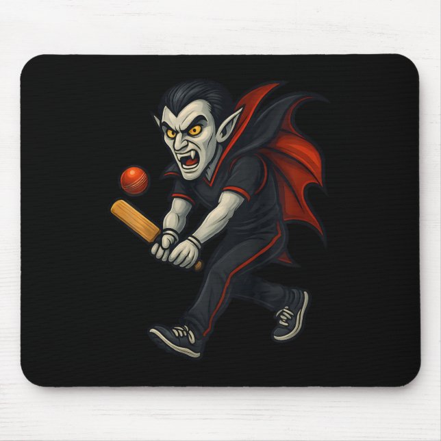 Vampire Playing Cricket Funny Halloween Sport  Mouse Pad (Front)