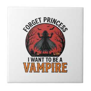 Vampire Princess Shirt Spooky Retro Halloween Desi Ceramic Tile