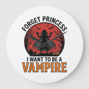 Vampire Princess Shirt Spooky Retro Halloween Desi Large Clock