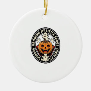 Vampire Pumpkin Badge Growing My Little Fangs_1 Ceramic Ornament