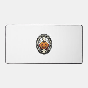 Vampire Pumpkin Badge Growing My Little Fangs_1 Desk Mat