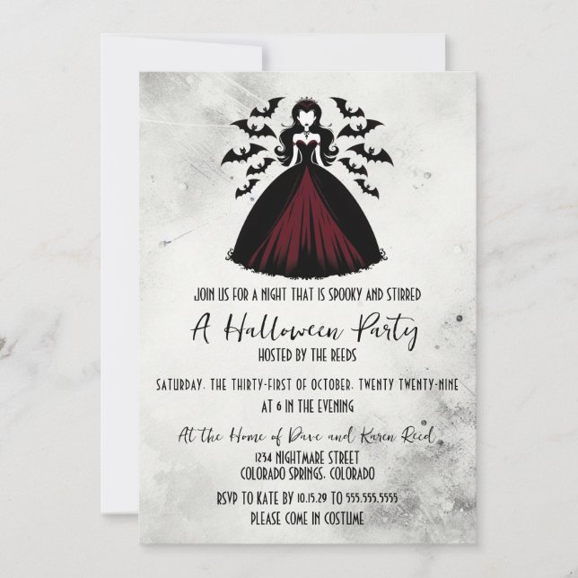 Vampire Queen Halloween Party Invitation (Front)