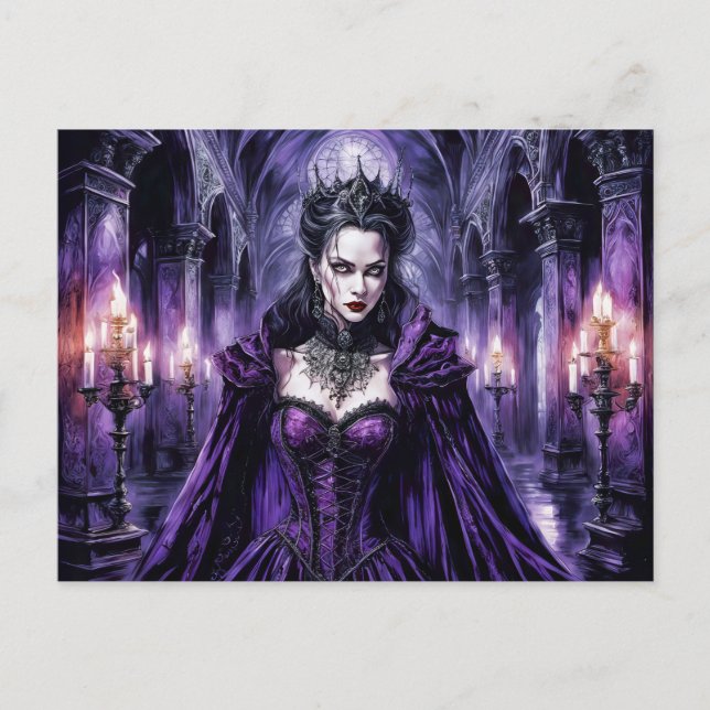 Vampire Queen in Gothic Castle Postcard (Front)