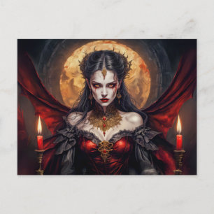 Vampire Queen Under Glowing Moon Postcard