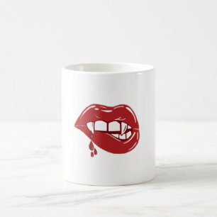 Vampire Red Lips Dripping Blood Drops Coffee Mug