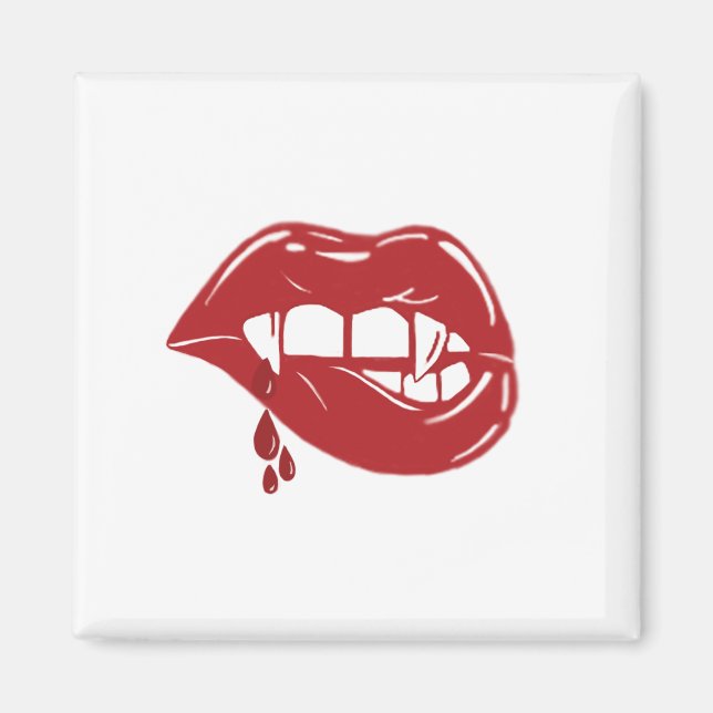 Vampire Red Lips Dripping Blood Magnet (Front)