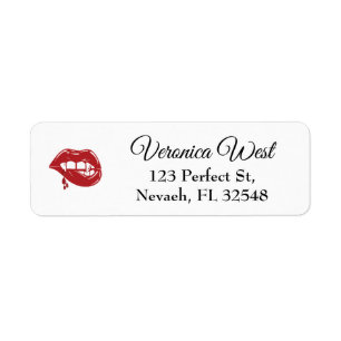 Vampire Red Lips Dripping Blood Return Address Label