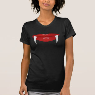 VAMPIRE RED LIPS LADIES HALLOWEEN T-SHIRTS