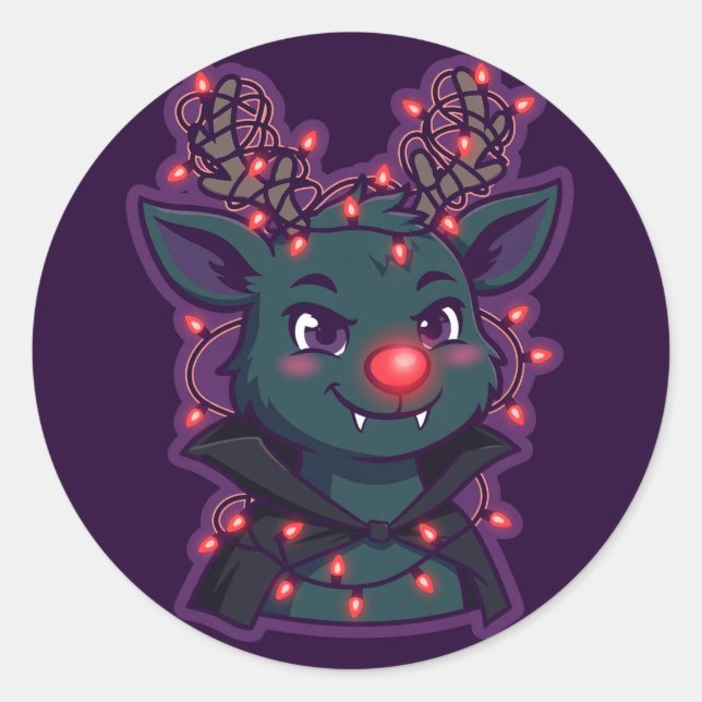 Vampire Reindeer Sticker (Front)