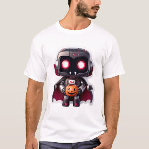 Vampire Robot Halloween Cute Creepy Tech Style T-Shirt