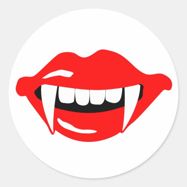Vampire’s mouth classic round sticker (Front)