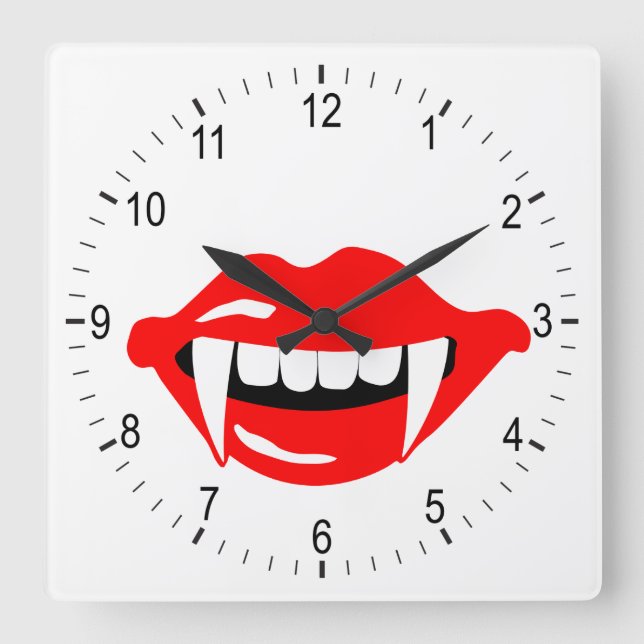 Vampire’s mouth square wall clock (Front)