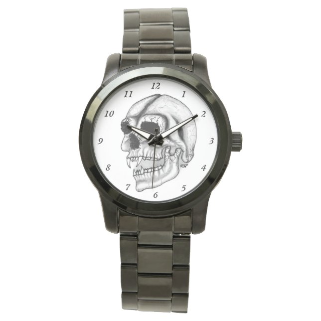 Vampire Skull black and white Design Watch (Front)