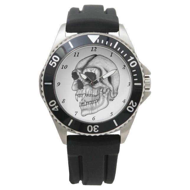 Vampire Skull black and white Design Watch (Front)