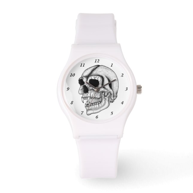 Vampire Skull black and white Design Watch (Front)