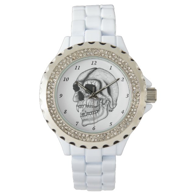 Vampire Skull black and white Design Watch (Front)