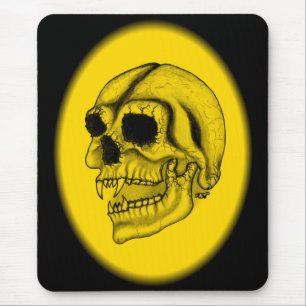Vampire skull black and yellow Design Mouse Pad