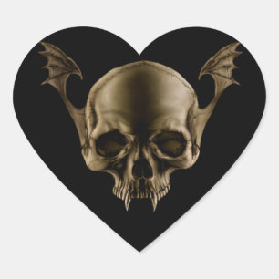 Vampire Skull Heart Sticker