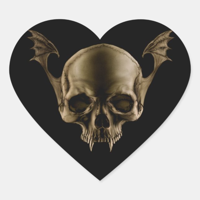 Vampire Skull Heart Sticker (Front)