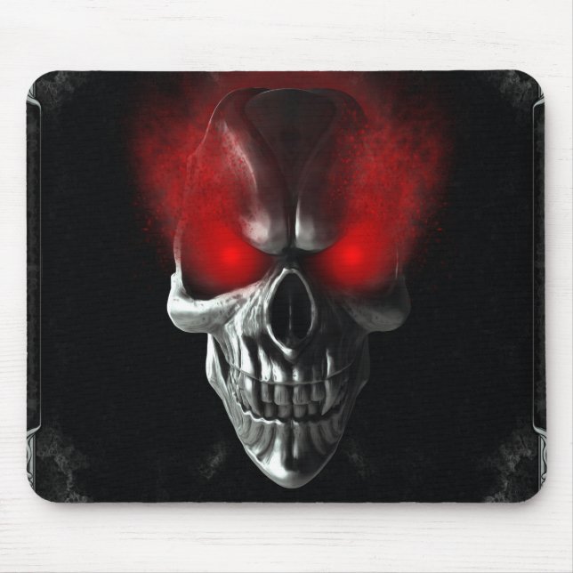 Vampire skull with glowing red eyes mouse pad (Front)