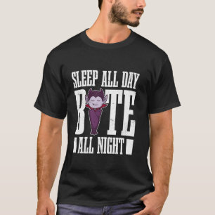 Vampire Sleep All Day Bite All Night Kids Hallowee T-Shirt