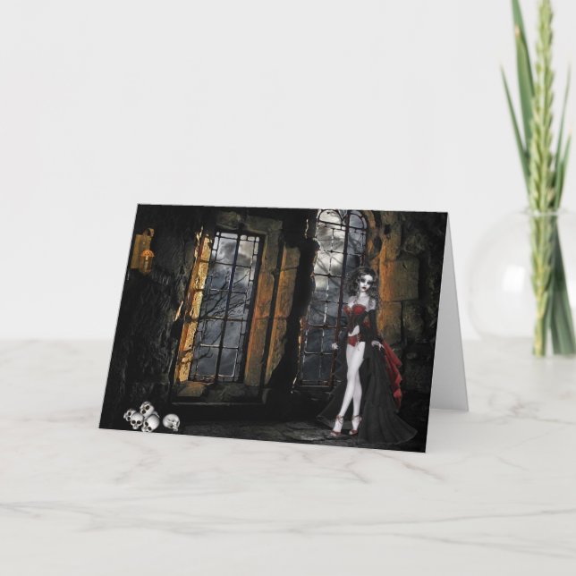 Vampire Standing in the Window Light Greeting Card (Front)