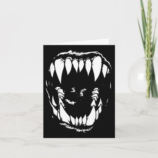 Vampire Teeth Fangs Gothic Horror Halloween Grunge Card (Front)