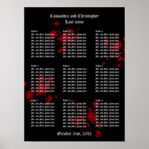 Vampire theme wedding guest table seating chart
