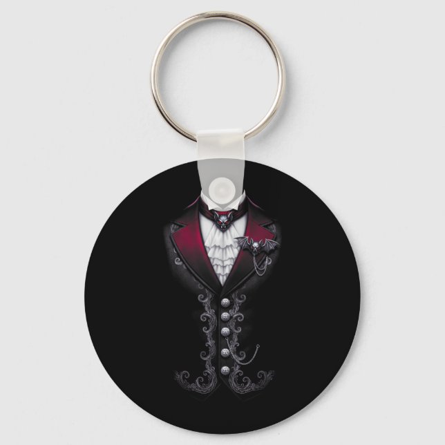 Vampire Tuxedo Funny Halloween Costume Key Ring (Front)