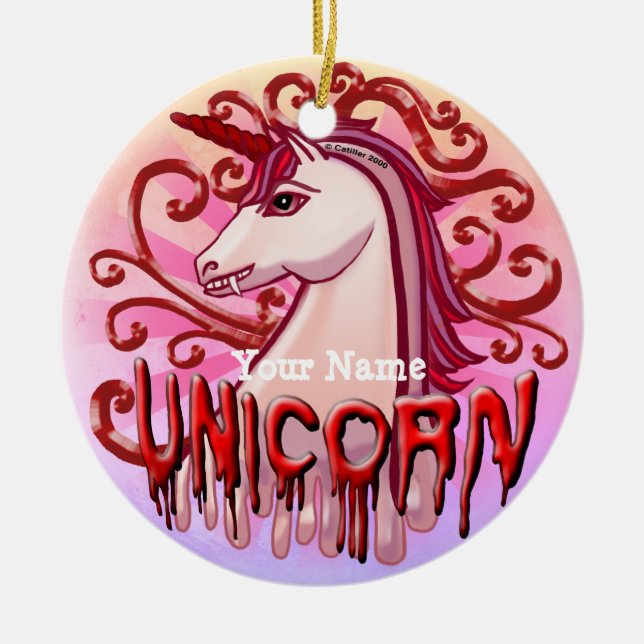 Vampire Unicorn Ceramic Ornament (Front)
