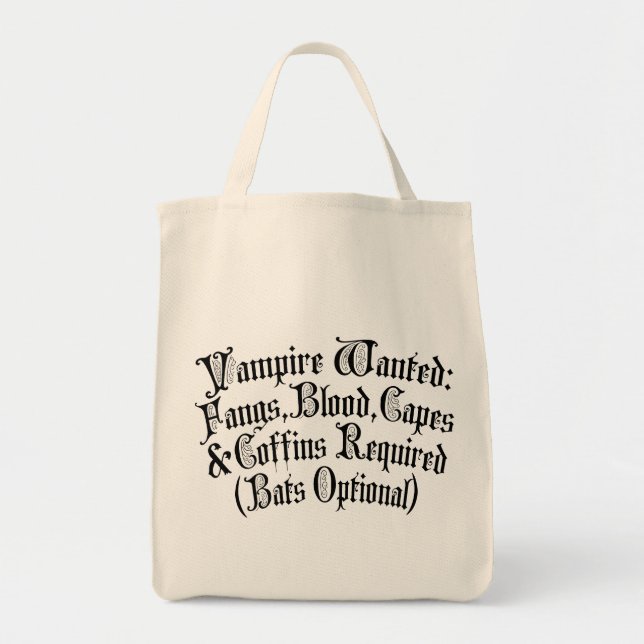 Vampire Wanted Tote Bag (Front)