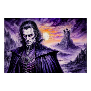 Vampire Warrior in Ruined City Poster