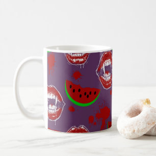 Vampire & Watermelon Spooky Summerween Purple Coffee Mug
