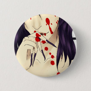 Vampire with blood 6 cm round badge