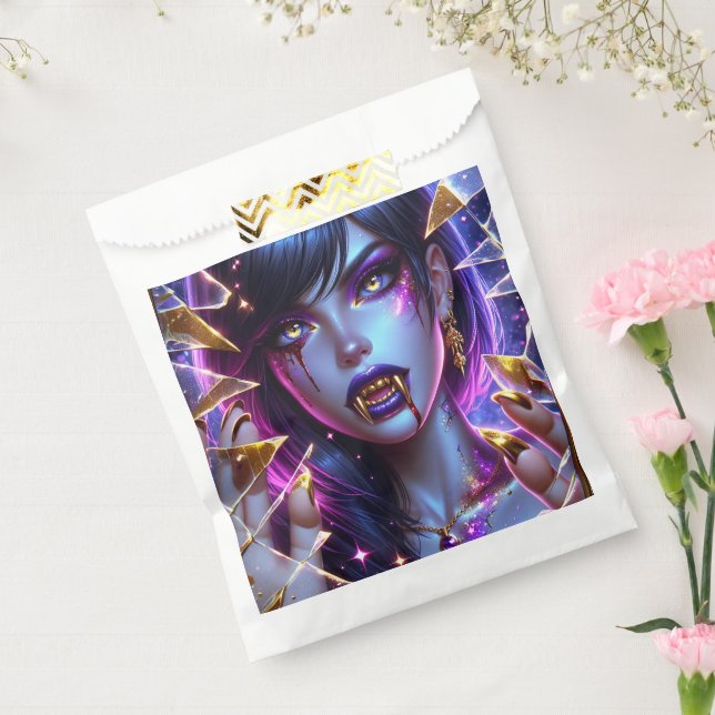 Vampire with Gold Eyes and Teeth Halloween Favour Bag (Sealed)