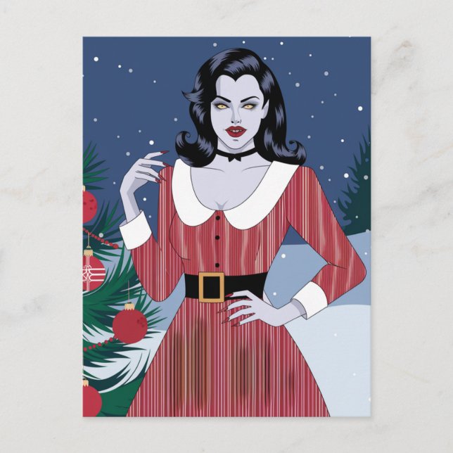Vampire Woman Christmas Postcard (Front)