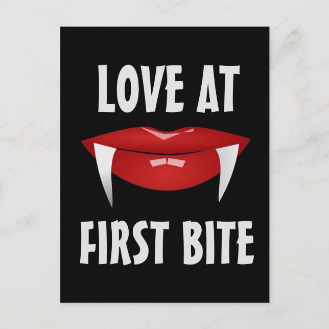 VAMPIRE WOMAN RED LIPS LOVE FIRST BITE POSTCARD (Front)