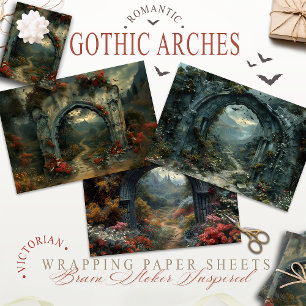 Vampirecore Dracula's Castle Halloween Gothic Wrapping Paper Sheet