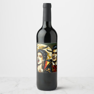 Vampires and Bats Halloween Party  Wine Label