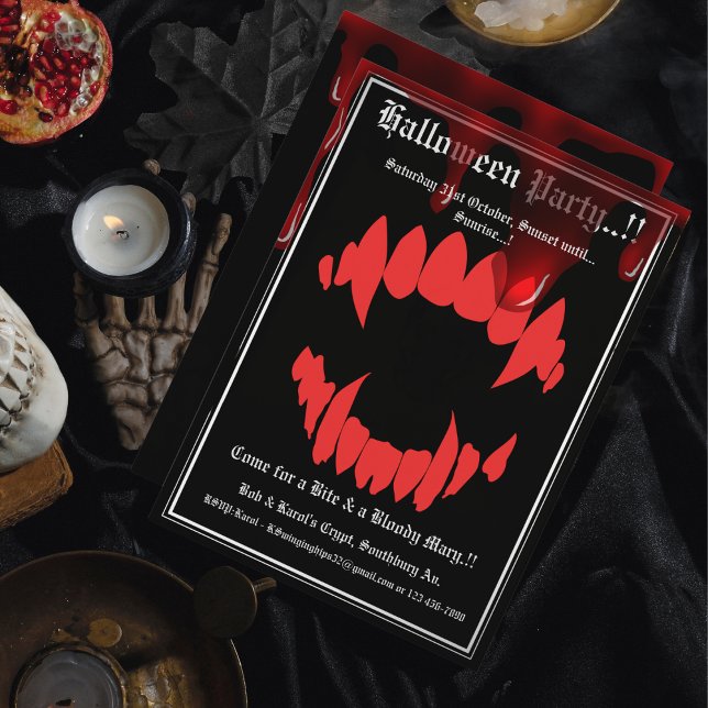 Vampires Bite Halloween Party Invitation (Vampires Bite Halloween Party Invitation)