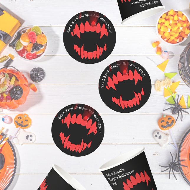 Vampires Bite Halloween Party Round Paper Coaster (Vampires Bite Halloween Party Round Paper Coaster)
