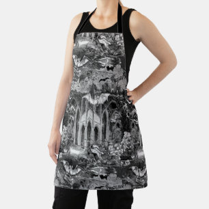 Vampire's Crypt Graves Skulls Bats Gothic Church Apron