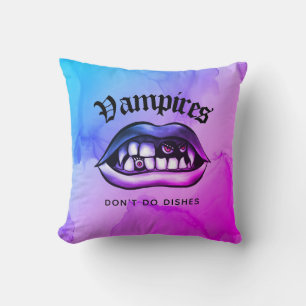 Vampires Don't Do Dishes Funny Vaporwave Cushion