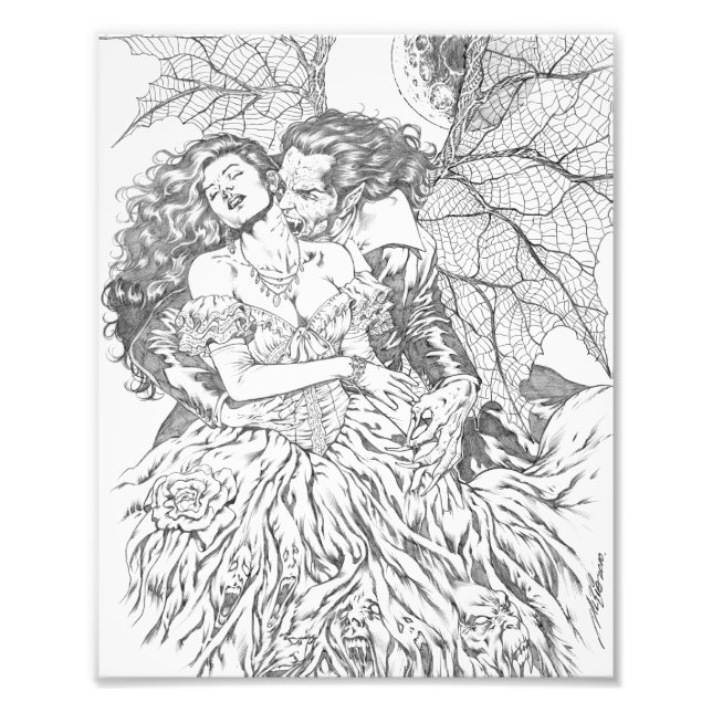 Vampire's Kiss by Al Rio - Vampire and Woman Art Photo Print (Front)